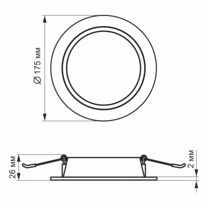 LED світильник Back вбудований круглий VIDEX 15W 5000K