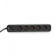 Мережевий подовжувач VIDEX ONCORD з/з 5п 3м (3x1.5мм) з кнопкою Black