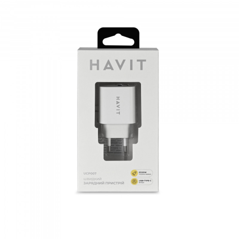 Зарядний пристрій HAVIT HV-UCP007 20W USB+Type-C