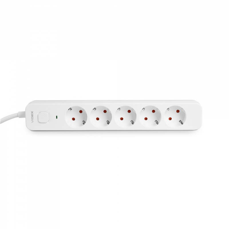 Мережевий подовжувач VIDEX ONCORD з/з 5п 3м (3x1.5мм) з кнопкою White