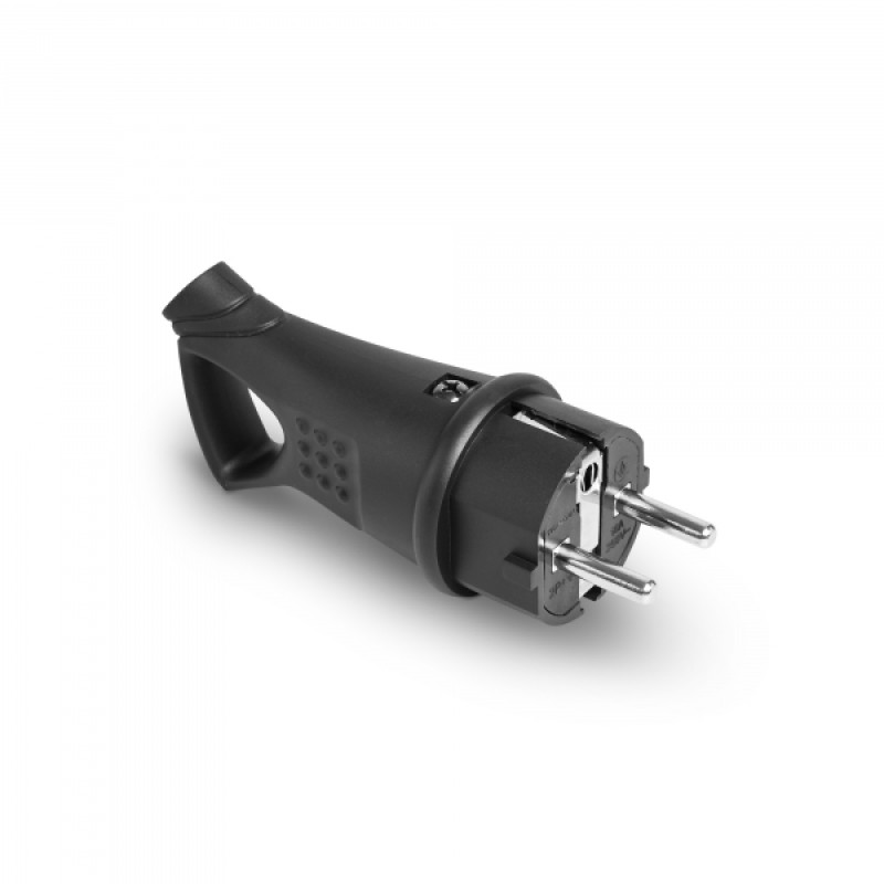 Вилка мережева IP44 з/з пряма 16A з ручкою чорна TITANUM STANDARD
