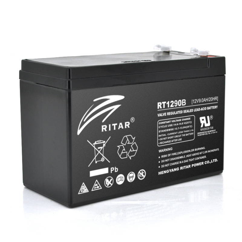 Акумуляторна батарея AGM RITAR RT1290B, Black Case, 12V 9.0Ah Q10