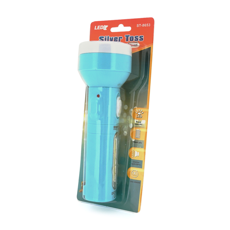 Ліхтарик ручний LATERNA ST-8653, 1W, 1Led+COB, 1+1 режим, вбудований аккум, корпус пластик, 220V, IP40, 185х63х35, Blister