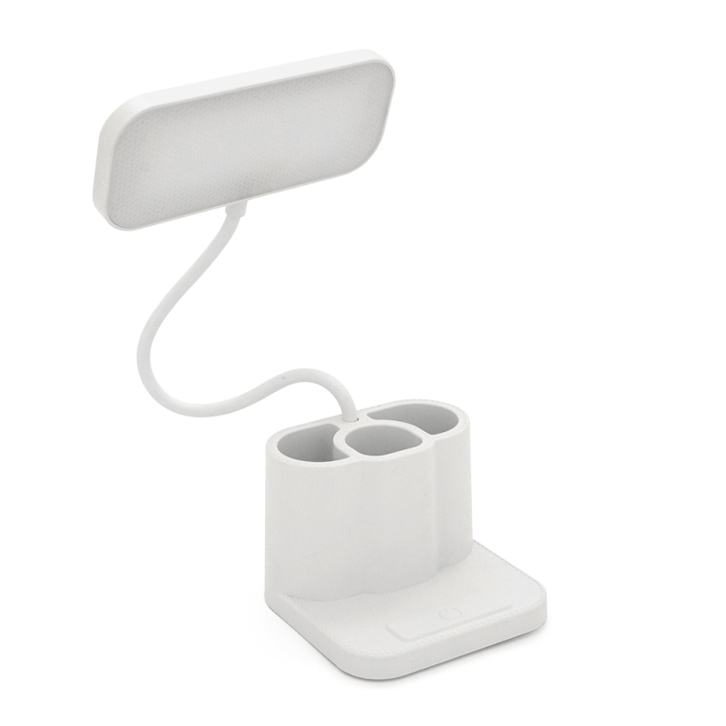 Гнучка настільна лампа BKL-L7 з органайзером, 3 режими (білий+теплий білий), сенсорне включення, вбудований акум 500mAh, 15х6 см, 290г, White, Box