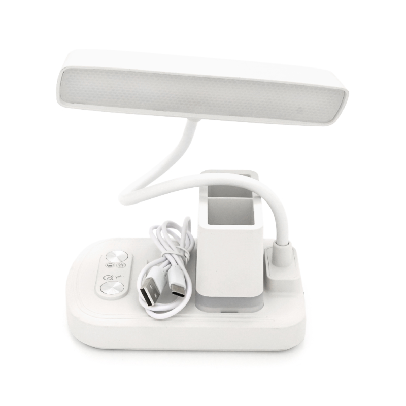 Гнучка настільна лампа BKL-L9 з органайзером, 3+ 1режим (білий+теплий білий), сенсорне включення, вбудований акум 500mAh, 17х4 см, 350г, White, Box