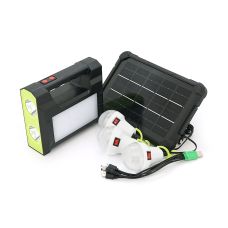 Переносний ліхтар GD-C7+ Solar, 1+1 режим, вбудований акум, 3 лампочки 3W, USB вихід, Black, Box