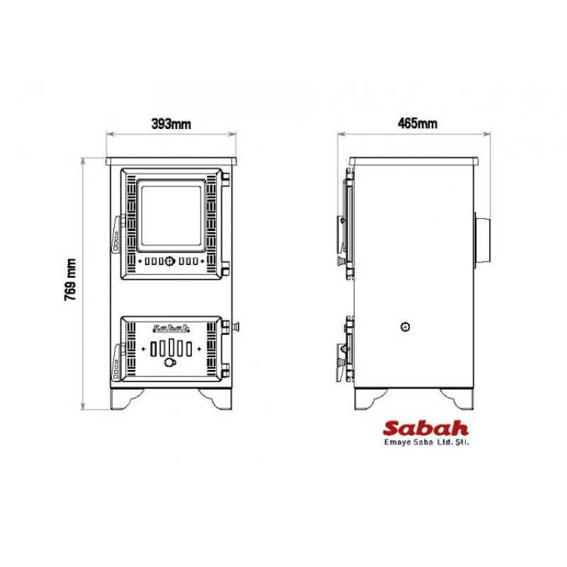 Чавунна варильна піч-камін-буржуйка на дровах Sabah S102D 7.8 кВт з чавуною топкою
