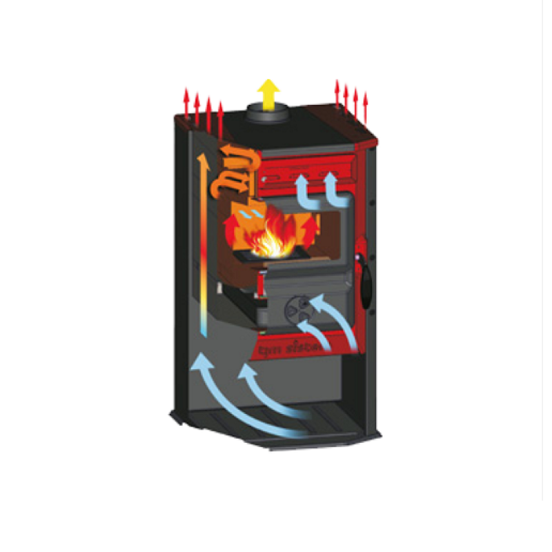 Чавунна піч Tim Sistem MAGIC STOVE червона на дровах