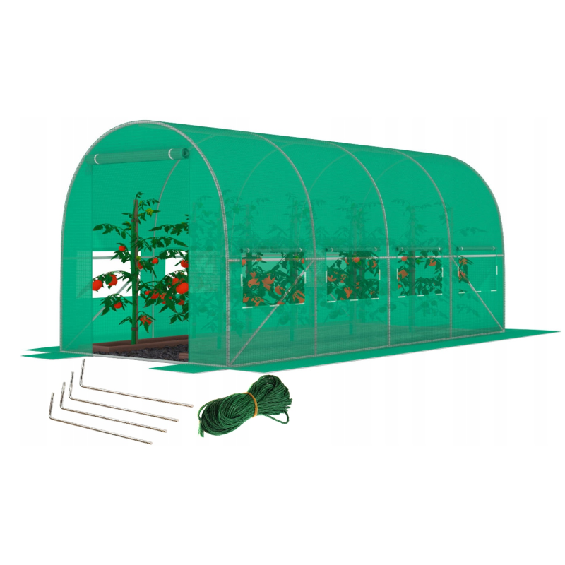 Садова теплиця зелена з вікнами FunFit Garden 9m2