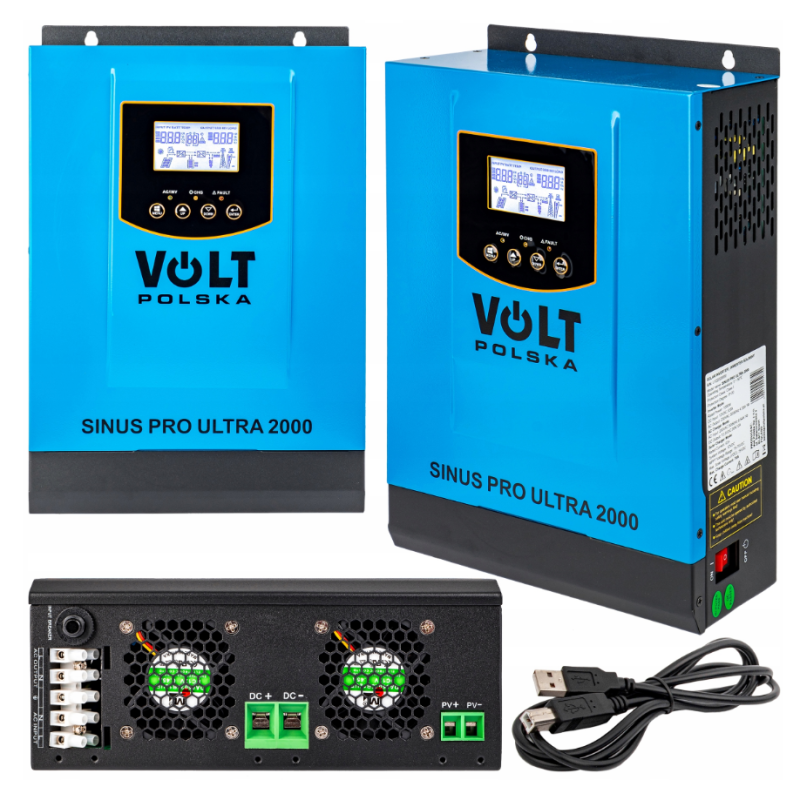 Сонячний інвертор Volt Polska ULTRA-HV 2000 12/230V (1000/2000W) + 60A MPPT (75V) (3SSH100012)