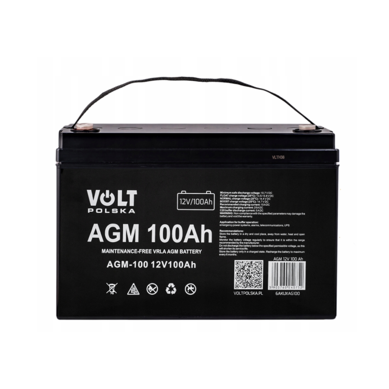 Гібридний ДБЖ/інвертор Volt Polska SINUS PRO 2000 S 24/230V 1400/2000W + 2 шт Акумулятор VOLT VRLA 100Ah 12V