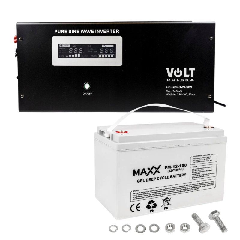 Комплект Volt Polska SINUS PRO 2400W 12/230V 1600/2400W + Аккумулятор гелевий 4SUN MAXX GEL 100 Ah