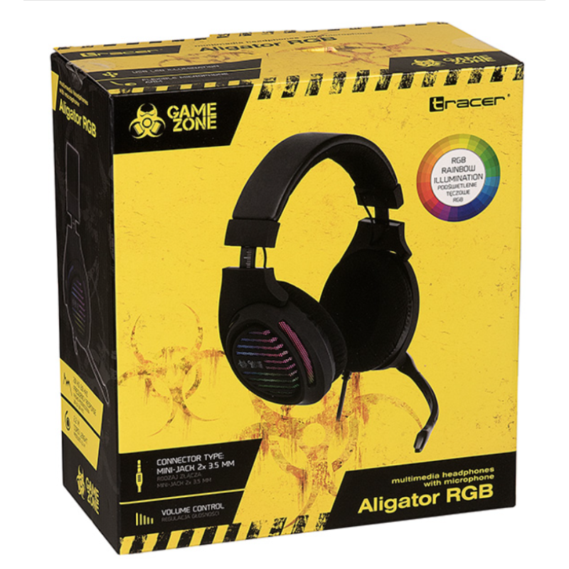 Комп'ютерні аудіо гарнітури Tracer GAMEZONE Aligator RGB Rainbow LED (TRASLU46466)
