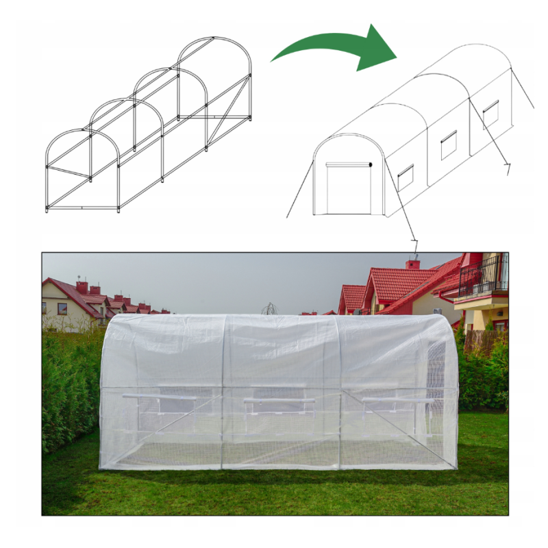 Посилена садова теплиця парник LEOBRO Garden 10м2 White