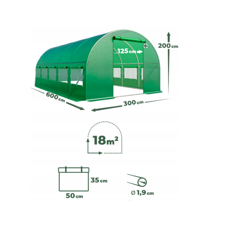 Садова теплиця парник LEOBRO Garden 18м2 Green