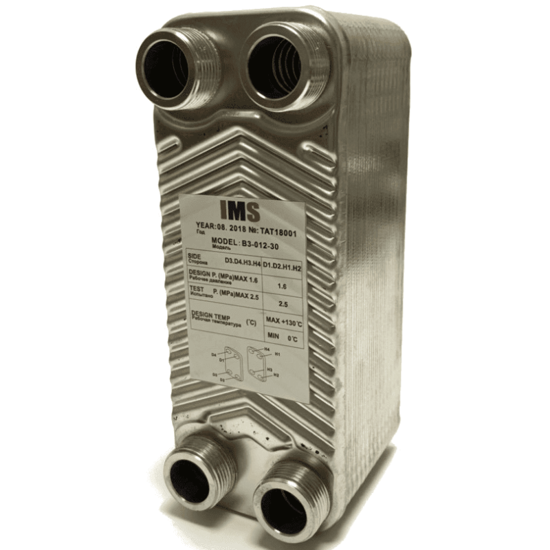 Паяний пластинчастий теплообмінник IMS B3-012-ZB-30 (3/4")